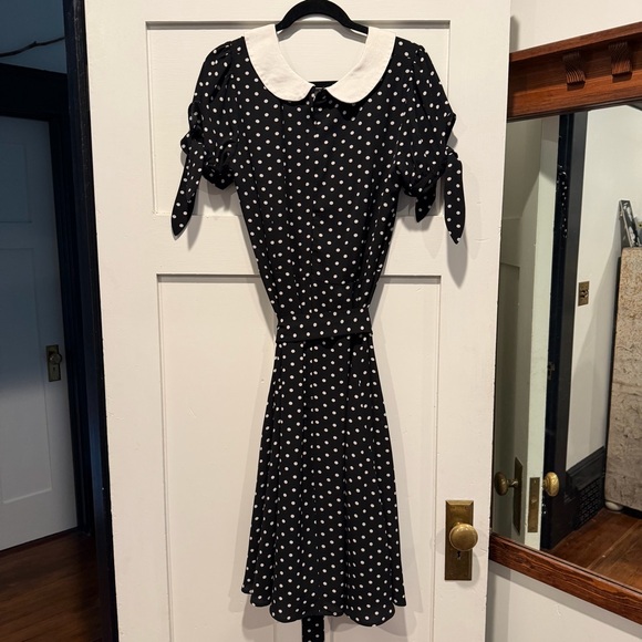 Collectif Black and White Polka Dot Midi Dress from Unique Vintage, XL - Picture 4 of 8